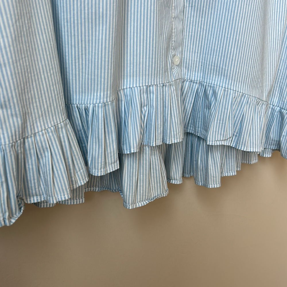 MARLED blue and white vertical stripped sleeveless button-down top size L - Picture 5 of 5
